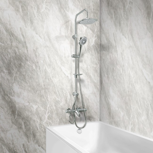Peru Deluxe Wall Mounted Top Outlet Bath Shower Mixer with Vision Riser Rail Kit