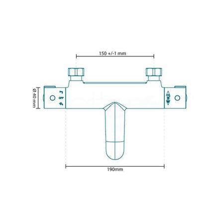 Focus Thermostatic Wall Mounted Bath Shower Mixer with No Rail Kit