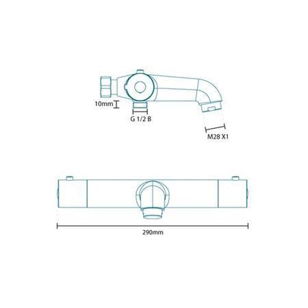 Focus Thermostatic Wall Mounted Bath Shower Mixer with No Rail Kit