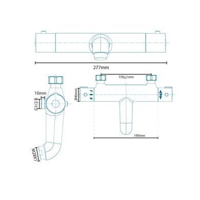 Rina Slide Shower Rail Kit with Focus Wall Valve & Bath Mixer