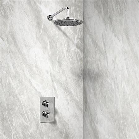 EcoS9 Thermostatic Dual Shower Valve with Round 200mm Shower Head and Wall Arm