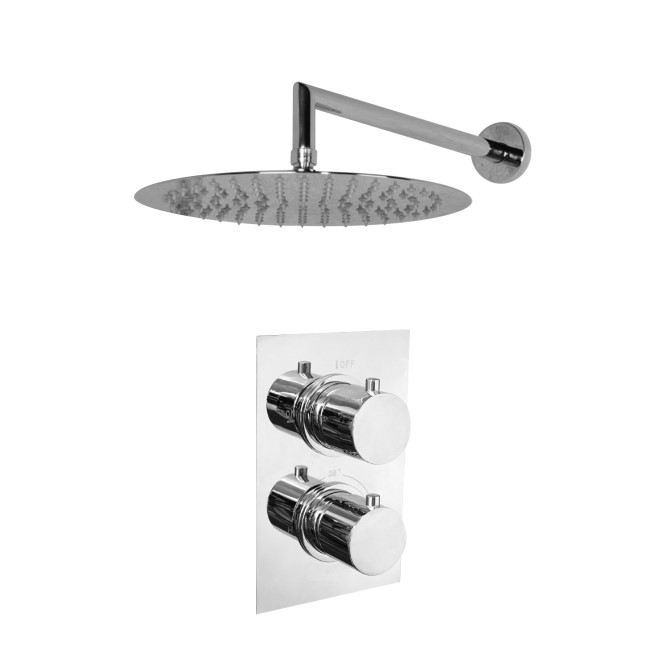 Chrome Concealed Shower Mixer with Dual Control & Round Head - EcoS9