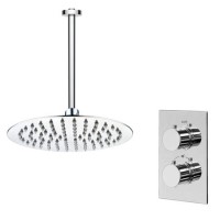 Chrome Concealed Shower Mixer with Dual Control & Round Ceiling Mounted Head - EcoS9