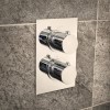 Chrome Concealed Shower Mixer with Dual Control &amp; Slim Round Wall Mounted Head - EcoS9