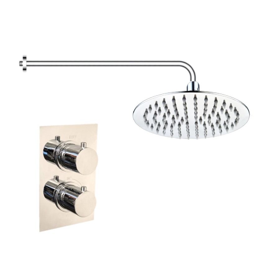 Concealed Thermostatic Mixer Shower with Slim Wall Mounted Shower Head - EcoS9