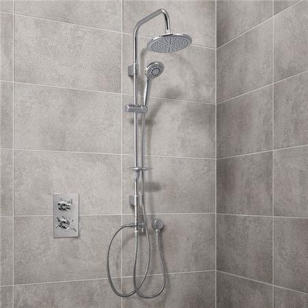 Dualex Riser Slide Shower Rail Kit with EcoStyle Dual Valve & Wall Outlet