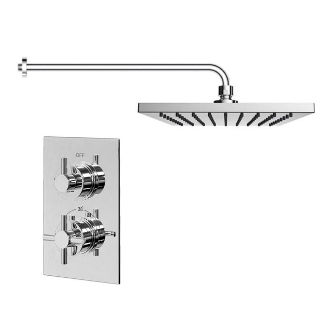Chrome Concealed Shower Mixer with Dual Control & Slim Round Wall Mounted Head - EcoStyle