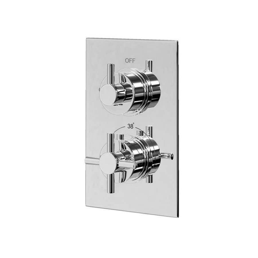 Chrome Concealed Shower Mixer with Dual Control & Slim Square Wall Mounted Head - EcoStyle