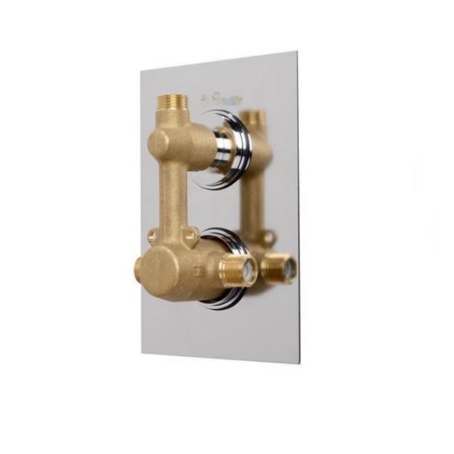 Chrome Concealed Shower Mixer with Dual Control & Slim Square Wall Mounted Head - EcoStyle