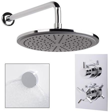 EcoStyle Dual Valve with 250mm Shower Head, Wall Arm, Filler & Overflow