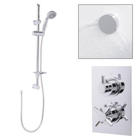 Eco Slide Shower Rail Kit with EcoStyle Dual Valve, Wall Outlet, Filler & Overflow