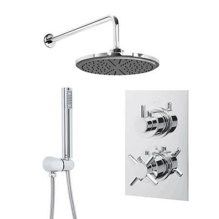 EcoStyle Dual Valve with Handset, 200mm Shower Head, Wall Arm & Outlet Elbow   