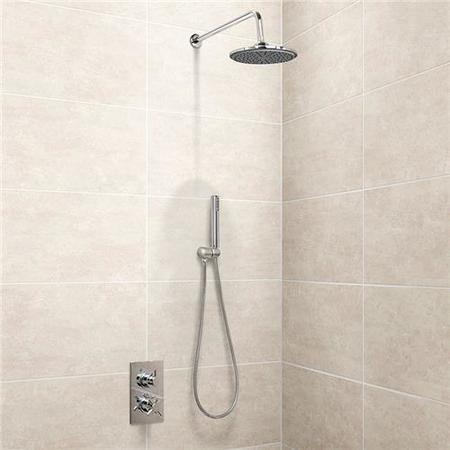 EcoStyle Dual Valve with Handset, 200mm Shower Head, Wall Arm & Outlet Elbow   