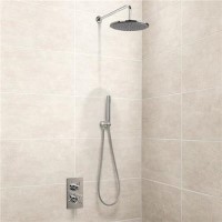 EcoStyle Dual Valve with Handset 250mm Shower Head Wall Arm & Outlet Elbow   