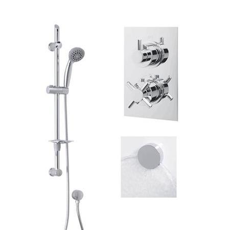 Rina Slide Shower Rail Kit with EcoStyle Dual Valve Wall Outlet Filler & Overflow