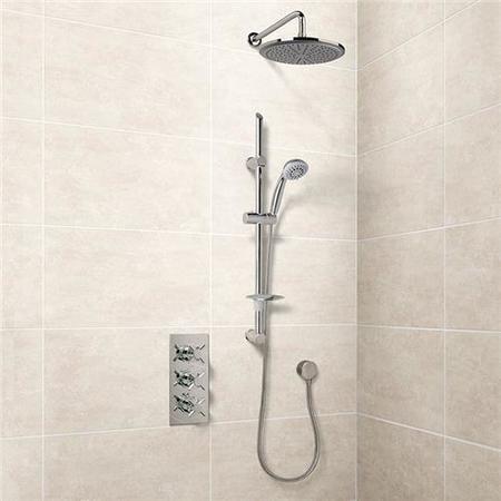 Eco Slide Shower Rail Kit with EcoStyle Triple Valve, 250mm Head, Wall Outlet, Filler & Overflow
