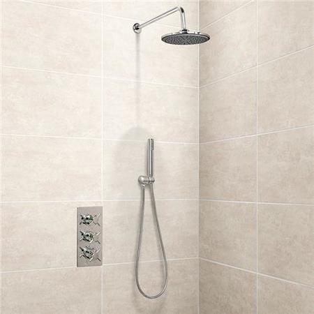 EcoStyle Triple Valve with Handset, 250mm Shower Head, Wall Outlet, Filler & Overflow 