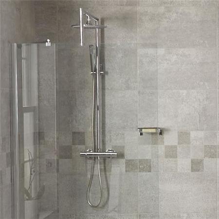 Aqualine Round Riser Slide Shower Rail Kit with Bracing Frame & Valve 