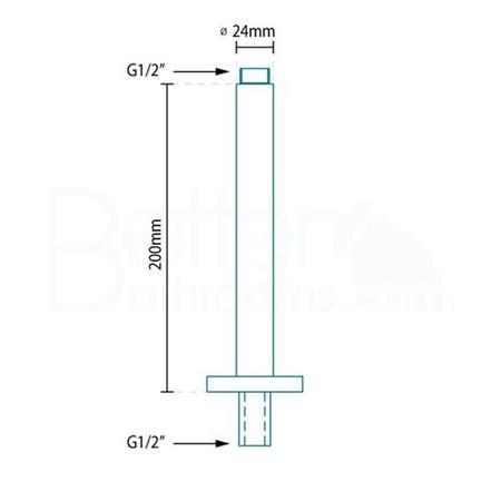 Round 200mm Rain Shower Head & Ceiling Arm