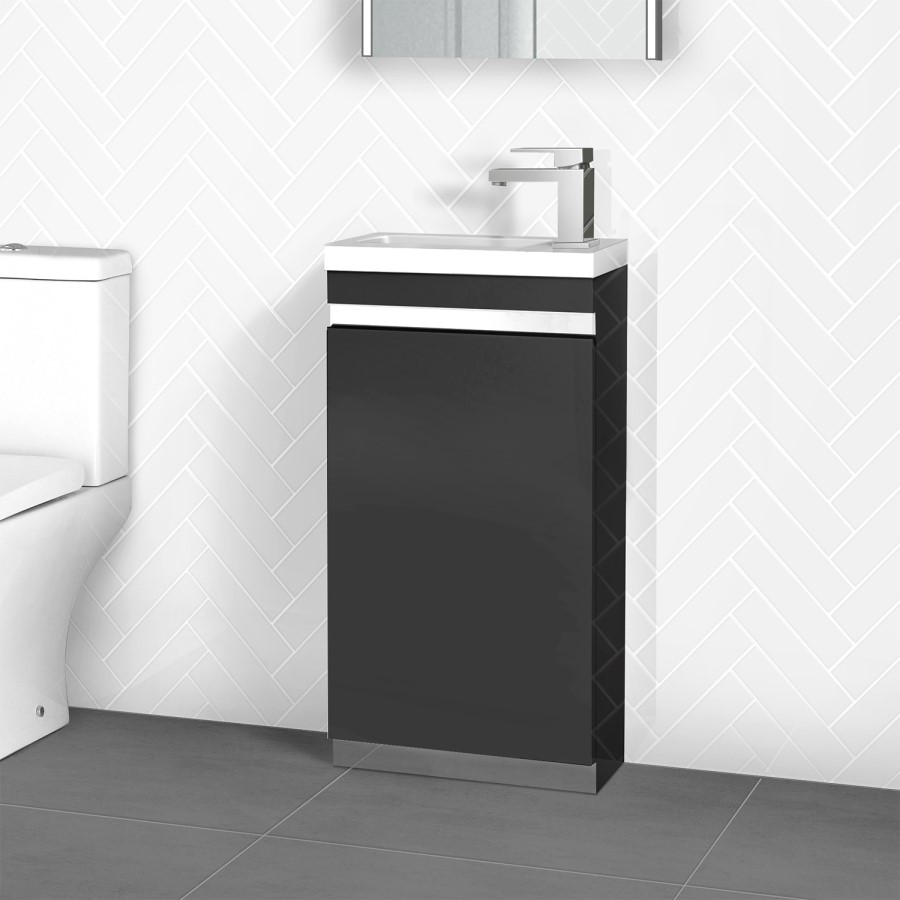 Vigo 420mm Black Cloakroom Vanity Unit