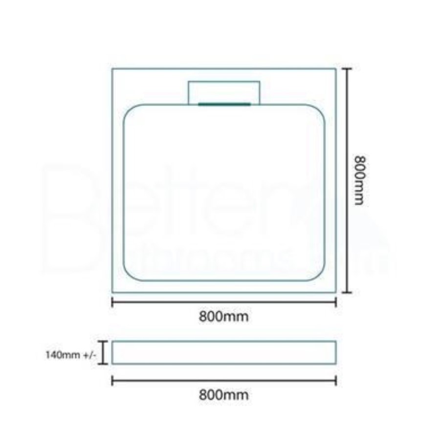 Square Shower Tray 800 x 800mm - Elusive