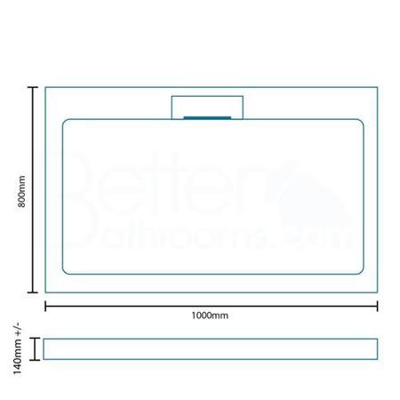 Stone Resin Rectangular Shower Tray 1000 x 800mm - Elusive