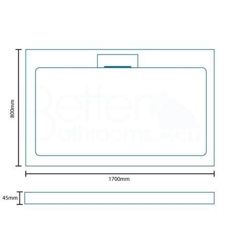 Low Profile Rectangular Shower Tray 1700 x 800mm Stone Resin - Elusive