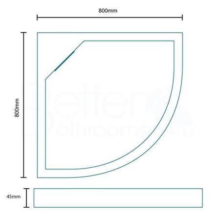 Low Profile Quadrant Shower Tray 800 x 800 Stone Resin - Elusive