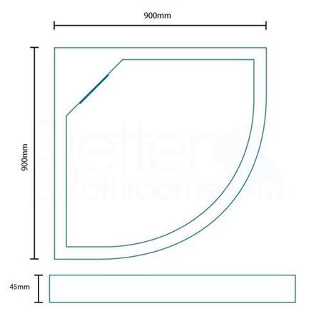 Low Profile Quadrant Shower Tray 900 x 900 Stone Resin - Elusive