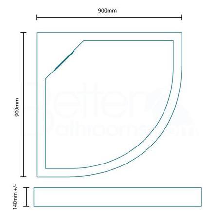 Stone Resin Quadrant Shower Tray 900 x 900mm - Elusive