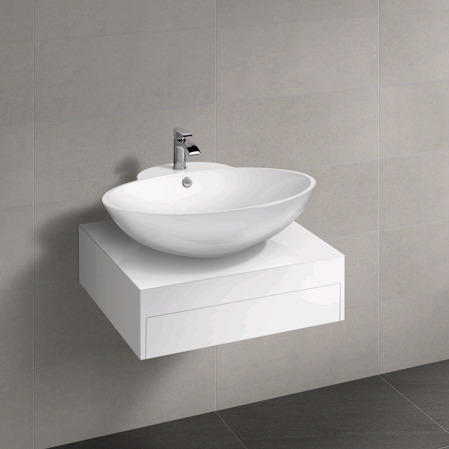 800mm Wall Hung Vanity Unit Countertop Basin White Single