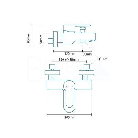 Annabella Wall Mounted Bath Shower Mixer with Circom Handset