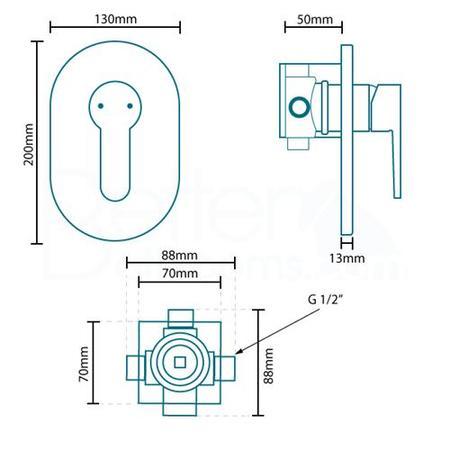 Nuovo Concealed Shower Mixer - NO RAIL KIT