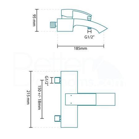 Fabia Premium Wall Mounted Bath Shower Mixer Only