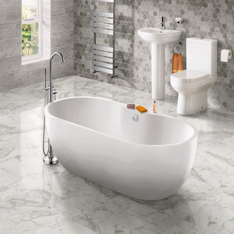 Modern Freestanding Bath Suite with Toilet & Basin Lisbon Better