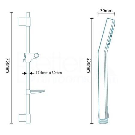 Quadro Slide Shower Rail Kit with Square Larkin Valve 