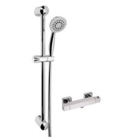 Larkin  Square Thermostatic Bar Shower Valve with Rina Slide Shower Rail  Kit 