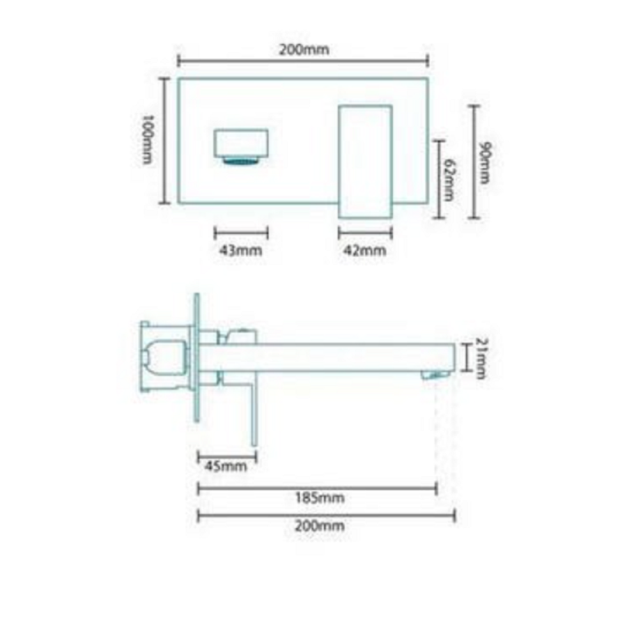 Chrome Wall Mounted Bath and Wall Mounted Basin Tap Set - Cube