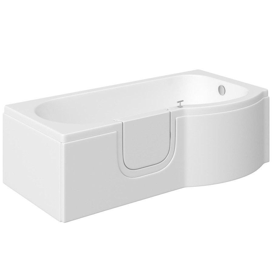 Harvard P Shape 1675 x 850 x 750 Walk In Shower Bath, Right hand, end panel