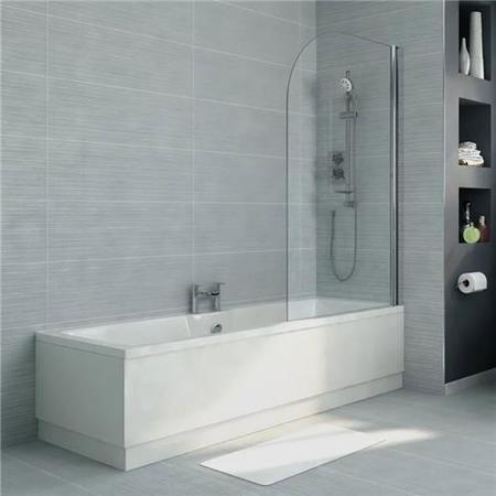 Right Hand Shower Bath with Hinged Screen - L1800 x W800mm - Voss