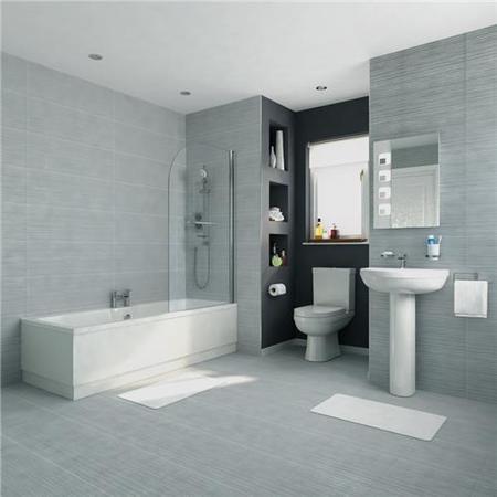 Right Hand Shower Bath with Hinged Screen - L1800 x W800mm - Voss