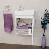Cloakroom Wall Hung Vanity Basin Unit - White Gloss Single Door Storage - Preston Range