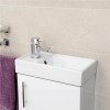 Cloakroom Wall Hung Vanity Basin Unit - White Gloss Single Door Storage - Preston Range