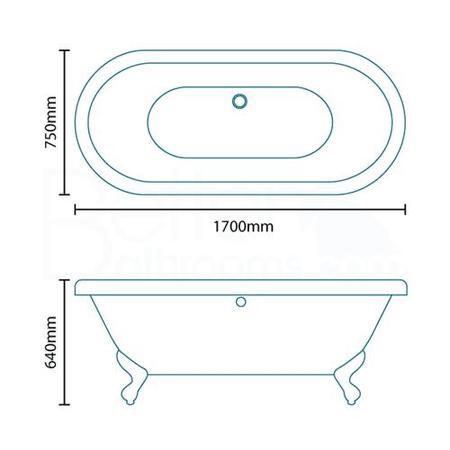 1700 x 750 Park Royal Traditional Double Ended Bath