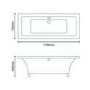 Athena 1700 x 750 Freestanding Bath with Feet and Waste