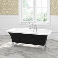 Black Freestanding Double Ended Bath with Chrome Feet 1600 x 750mm - Athena