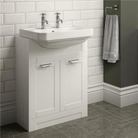 White semi inset unit with 2th semi countertop basin