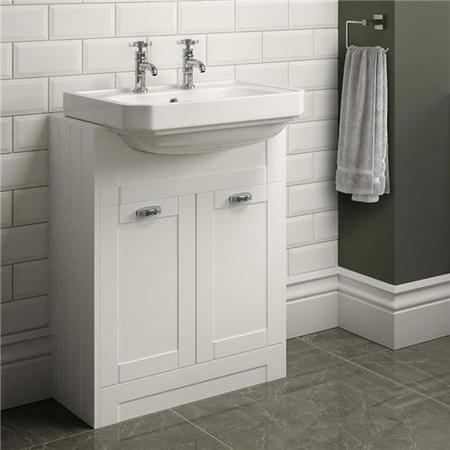White semi inset unit with 2th semi countertop basin