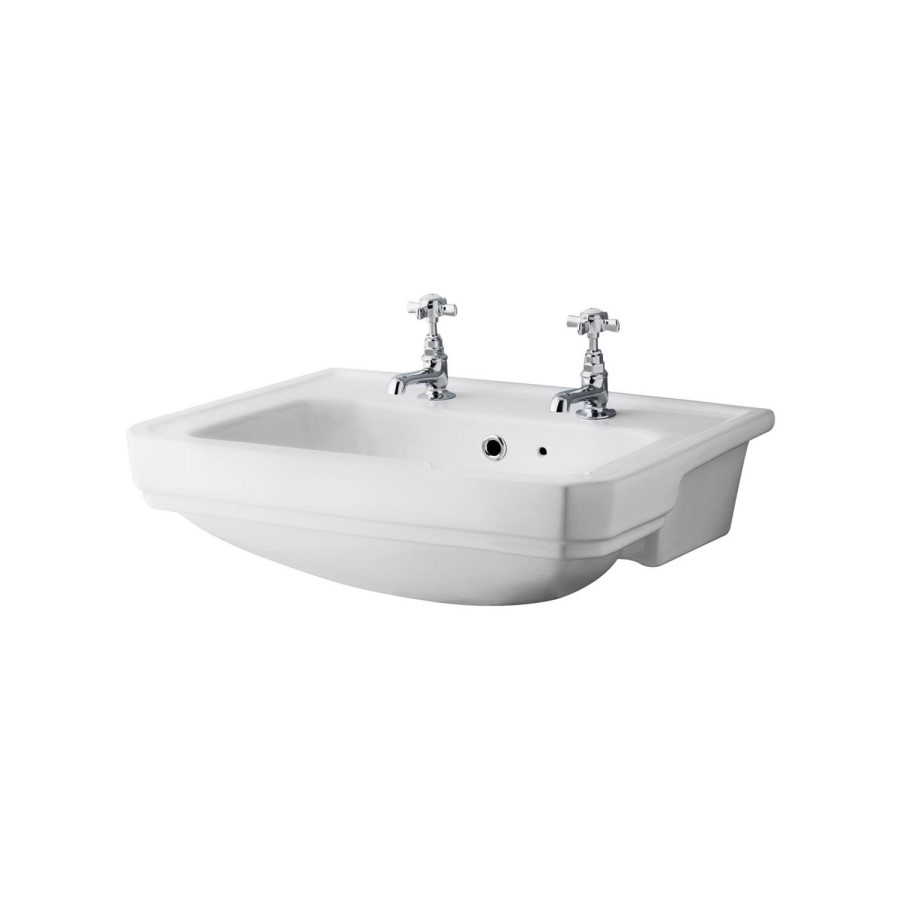 White semi inset unit with 2th semi countertop basin