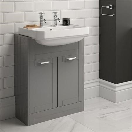 Grey Semi Inset Unit With 2th Semi Countertop Basin Better Bathrooms